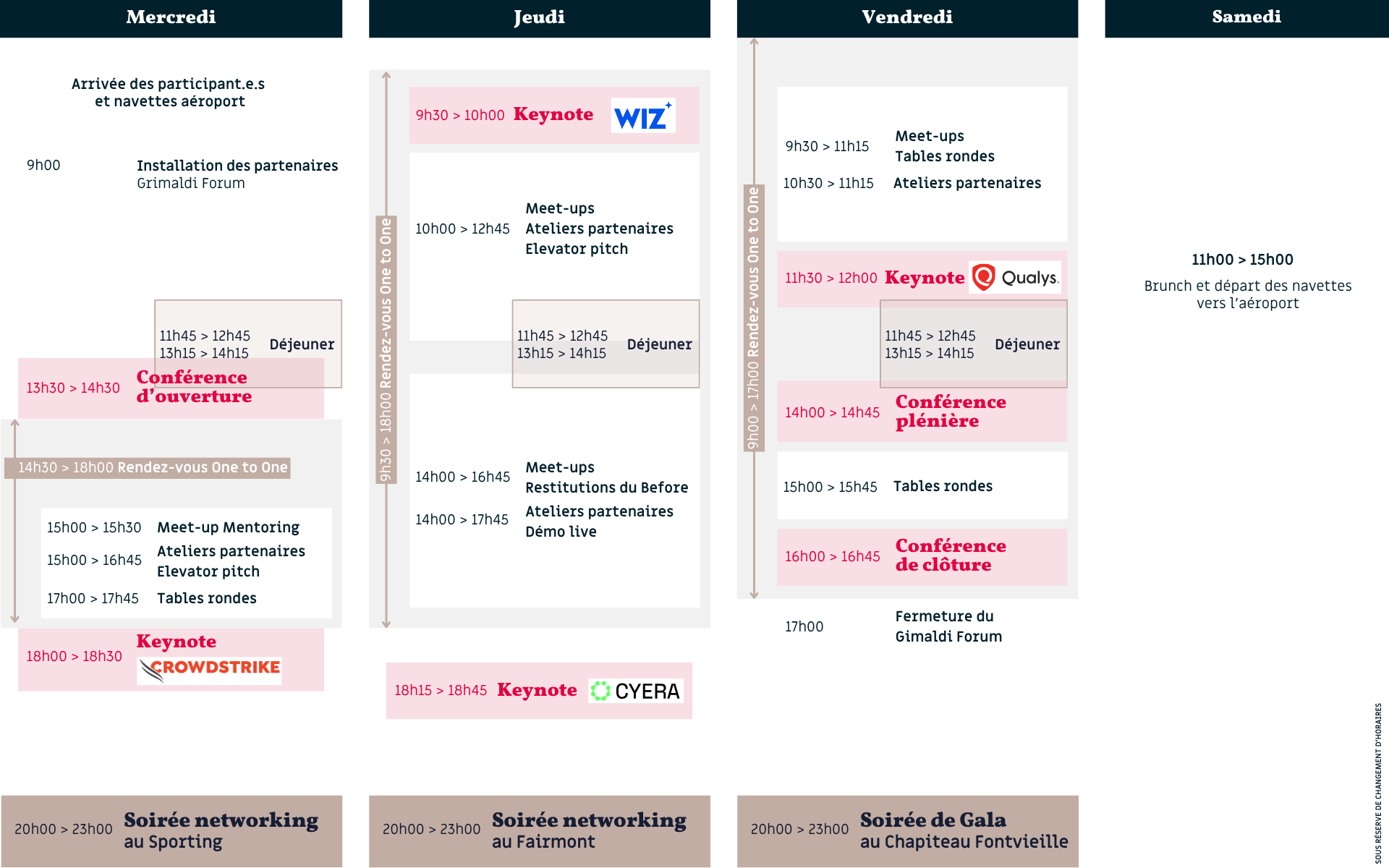 Le planning des Assises - Édition 2026